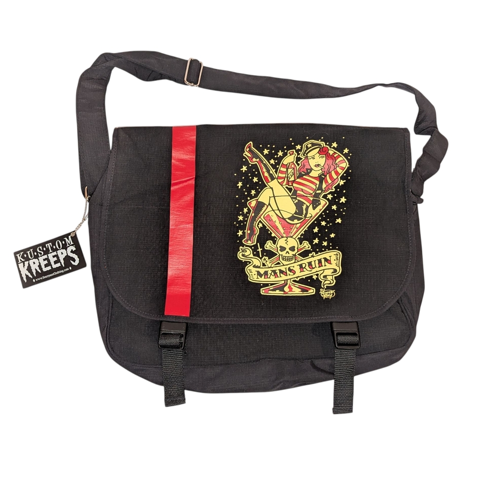 Sourpuss Kustom Kreeps Messenger Bag - Man’s Ruin Sailor Pin-up Girl Skull NWT